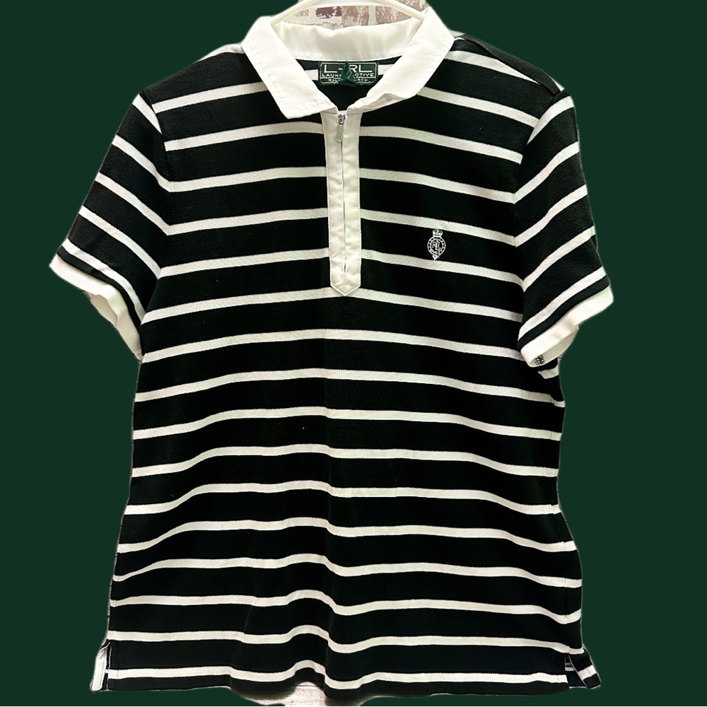 Ralph Lauren Black and White Striped Shirt vintage XL
